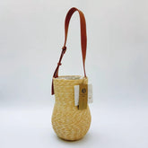 StrawWeave Eco-Friendly Handwoven Gourd-Shaped Shoulder Straw Bag  Fashionable Handheld Wheat Straw Handwoven Bag, Vacation-Style Beach Bag, Versatile Women's Bag